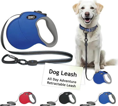 Miniatura 11 de DOCO Correa retráctil para perros pequeños, cinta reflectante con control de parada y bloqueo, cierre giratorio de 360° y correas para perros