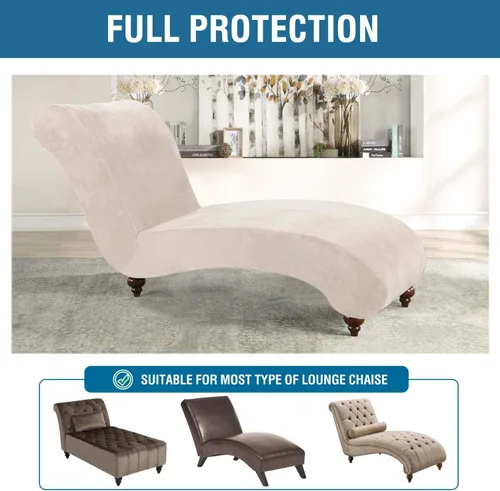 Miniatura 5 de H.VERSAILTEX Funda para Chaise Lounge de Interior de Terciopelo Funda Deslizable para Chaise de Alta Elasticidad Funda para Silla Lounge de Lujo sin