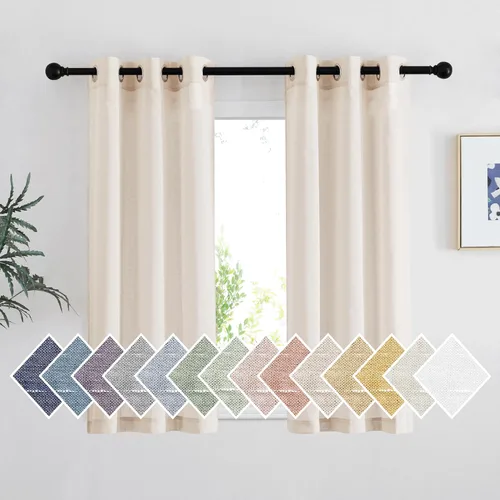 Miniatura 14 de NICETOWN Cortinas de lino traslúcidas con textura de lino de 84 pulgadas de largo, con ojales semitraslúcidos, tratamientos de ventana, privacidad