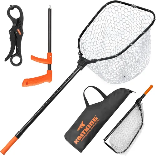Miniatura 12 de KastKing Red de pesca Brutus, red de aterrizaje de peces plegable y extensible, red de pesca ligera y portátil con mango de espuma EVA suave