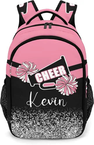 Miniatura 14 de XOZOTY Mochila de animadora púrpura claro personalizada con nombre para hombres y mujeres, bolso de hombro para computadora portátil, bolsa