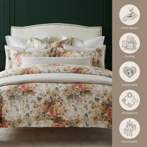 Miniatura 7 de HiEnd Accents - Juego de funda de edredón de 3 piezas con estampado de rosas botánicas de eucalipto Jardín, para mujeres y niñas, funda de edredón