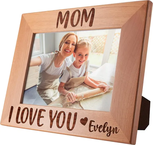 Miniatura 6 de Marco de fotos personalizado para regalos de mamá de hija e hijo, 4 x 6, 5 x 7, 8 x 10, mamá y yo, marco de fotos de madera de aliso personalizado