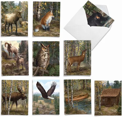 Miniatura 11 de The Best Card Company - 10 tarjetas de agradecimiento en caja con sobres, juego de papelería de agradecimiento animal para hombres, mujeres y niños