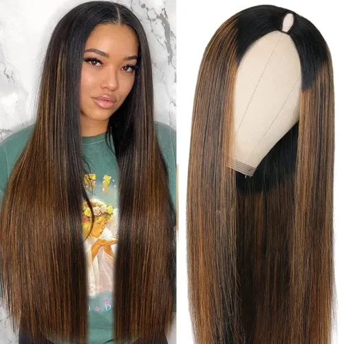 Miniatura 11 de CHEETAHBEAUTY Pelucas con camino en V de cabello humano de 10 pulgadas sin dejar salir el encaje frontal; mejora de las pelucas con camino en U
