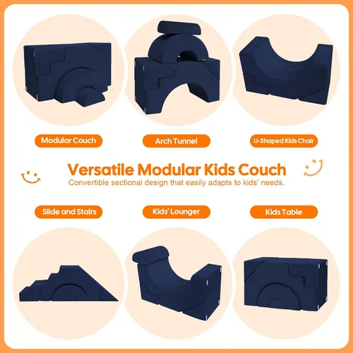 Miniatura 4 de MeMoreCool - Sofá modular para niños, sofá de espuma con diseño de tobogán y escalera, sofá convertible para niños para sala de juegos, mueble