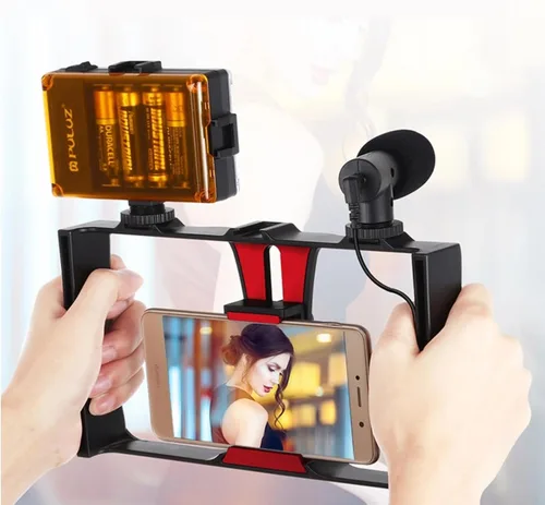 Miniatura 7 de Jaula de video para teléfono inteligente, jaula para cámara de teléfono con múltiples soportes de expansión, soporte de trípode estabilizador