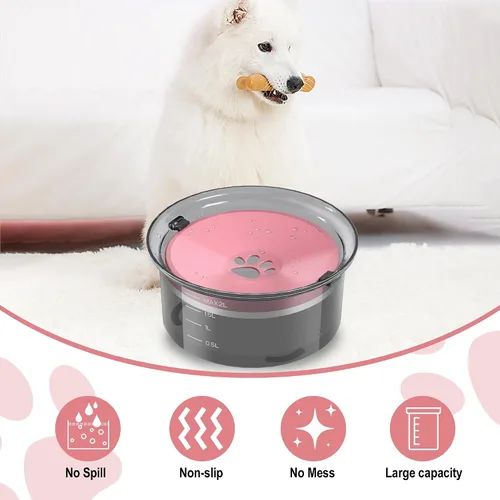 Miniatura 5 de Cuenco de agua para perros de 2 litros, alimentador lento de agua de gran capacidad, sin derrames, dispensador de agua para mascotas, dispensador