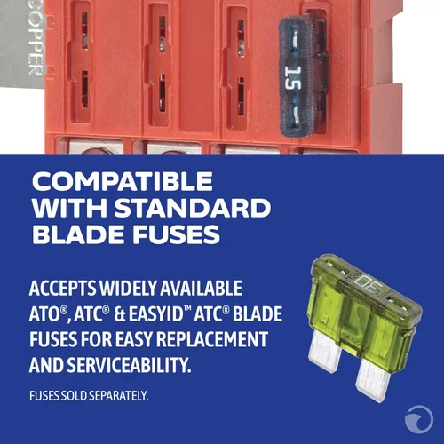 Miniatura 4 de Blue Sea Systems 5023 ST Bloque de fusibles de hoja para terminal de batería de 4 vías con cubierta, 100 amperios Con tapa.