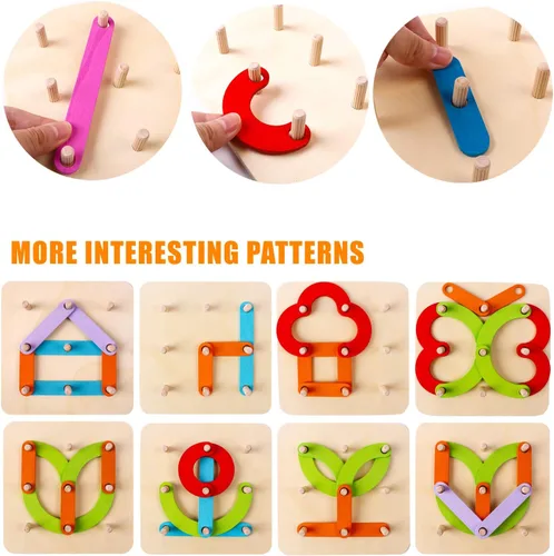 Miniatura 4 de Kizh Juego de actividades de construcción de letras y números de madera, juguetes educativos preescolares, reconocimiento de color, juego