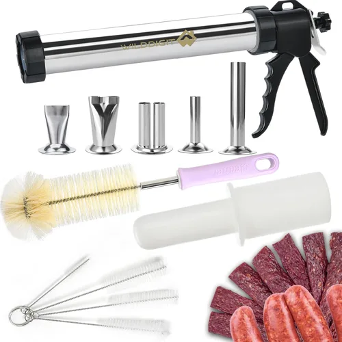 Kits profesionales de pistola de carne seca de vacuno, máquina de carne seca de acero inoxidable, cañón de cecina, pistola de carne con 5 boquillas