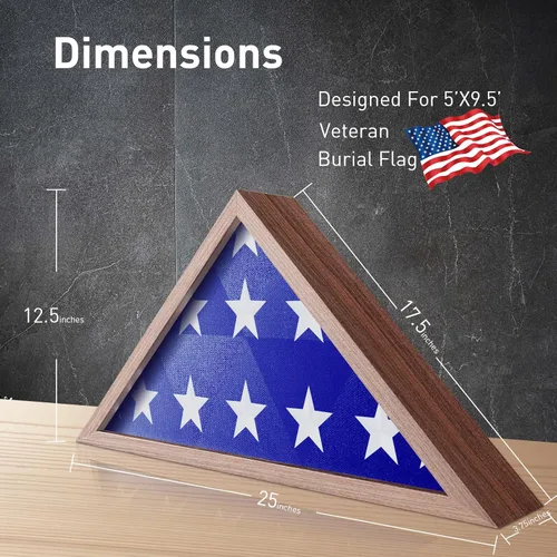 Miniatura 2 de ASmileIndeep Vitrina de bandera – Caja de sombra de bandera fúnebre y militar de 5' x 9.5' con vidrio templado HD y montaje en pared, marco