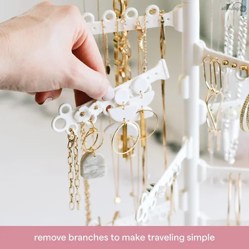Miniatura 5 de All Hung Up Organizador de joyas de pared de 12 niveles de 17 pulgadas, tiras de comando incluidas para colgar fácilmente, organizador de aretes