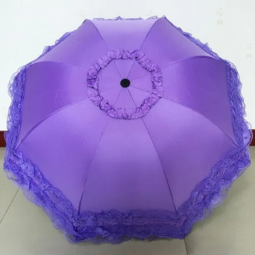 Miniatura 57 de Honeystore Paraguas plegable a prueba de rayos ultravioleta Princess Lace Parasol con cúpula anti-UV