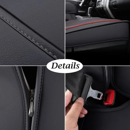 Miniatura 7 de Coverado Tundra - Juego completo de fundas de asiento de automóvil de cuero para camiones, fundas de asiento de automóvil, protector de ajuste Rojo