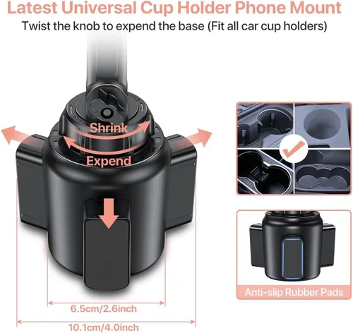 Miniatura 3 de Miracase Soporte Universal para Teléfono en Portavasos de Coche, [Versión Mejorada] Soporte Ajustable de Cuello Largo para Portavasos de Coche, Rosa