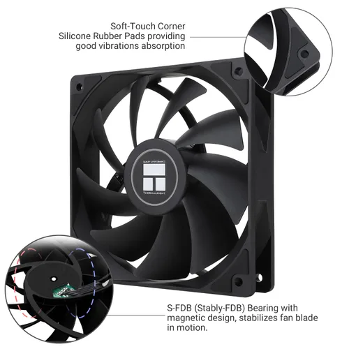 Miniatura 4 de Thermalright Ventilador de CPU TL-C12C, ventilador silencioso PWM de 4.724 in, 4 pines PWM, con rodamiento S-FDB incluido, refrigeración de PC
