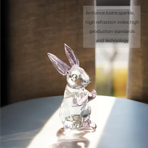 Miniatura 3 de HDCRYSTALGIFTS Figura de conejo de cristal de 3.5 pulgadas, coleccionables, decoración de conejito de Pascua, arte de cristal, pisapapeles, Pascua