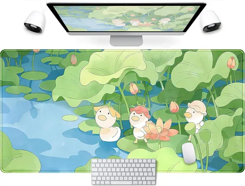 Miniatura 25 de Alfombrilla de escritorio Anime Kawaii Mousepad Linda Japonesa Alfombrilla de mouse grande para juegos XXL, Alfombrilla de teclado de laptop Azul