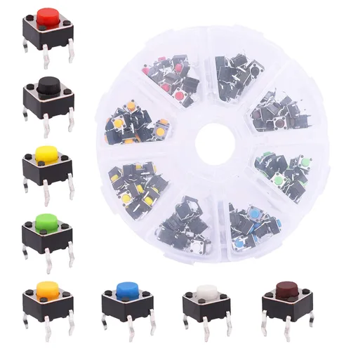 Miniatura 5 de TWTADE 160 interruptores de botón táctil momentáneo + 202 interruptores táctiles momentáneos 10 valores 4 pines interruptor de botón táctil táctil