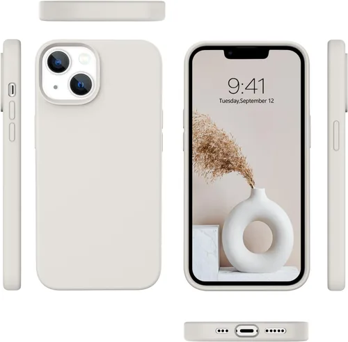 Miniatura 8 de Telaso Funda para iPhone 13, silicona líquida de goma de gel suave para iPhone 13, funda delgada con forro de microfibra a prueba de golpes, fundas