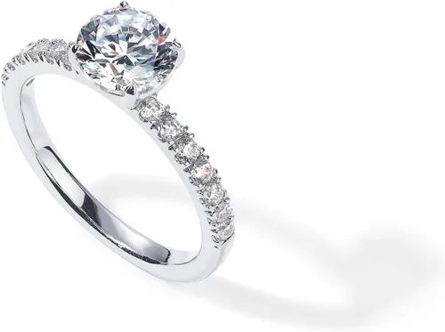 Miniatura 3 de PAVOI 14K Gold Plated Round Cut Solitare Cubic Zirconia Engagement Ring for Women Fake Wedding Ring for Women Fake Engagement Ring Promise Ring
