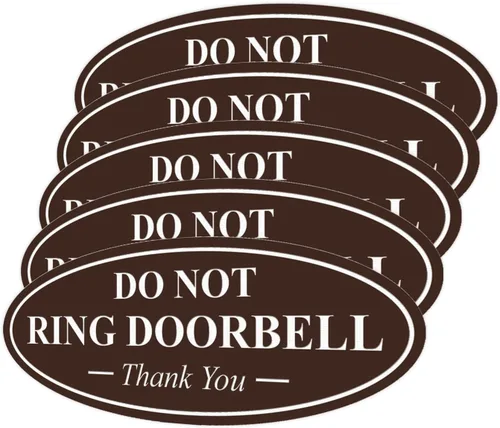 Miniatura 37 de All Quality Cartel de agradecimiento ovalado con texto en inglés «Do not Ring DOORBELL», color negro, pequeño, 1 paquete