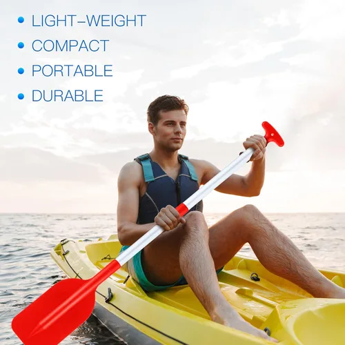 Miniatura 4 de Tradder 2 remos telescópicos plegables para kayak, remo de 21.3 a 41.7 pulgadas, remo de plástico de aluminio, remo de longitud ajustable para Rojo