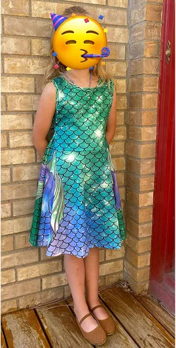 Miniatura 4 de Funnycokid Girls Mermaid Dress Kids Summer Sleeveless Dresses Birthday Sundress Swing Outfit 4-13 Years