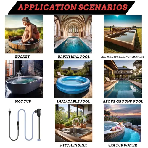 Miniatura 7 de Calentador de agua sumergible de 3000 W 240 V portátil para bañera y piscina, calentador de agua eléctrico de inmersión con control de temperatura