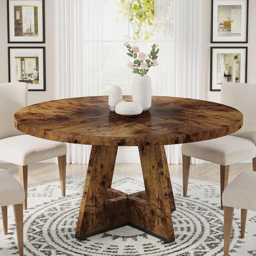 Miniatura 17 de Tribesigns Mesa de Comedor Redonda de 47 Pulgadas Mesa de Cocina de Madera para Comedor, Mesas de Dinner Room de 47" para 4-6, Muebles de Acento
