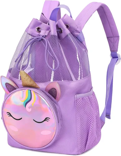 Mygreen Bolsa de gimnasio con cordón para niños pequeños, linda caricatura, animales del zoológico, mochila deportiva