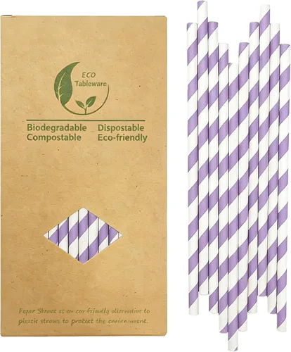 Miniatura 7 de Pajitas de papel a rayas blancas y negras, 100% biodegradables y compostables pajitas de beber a rayas negras para suministros de fiesta