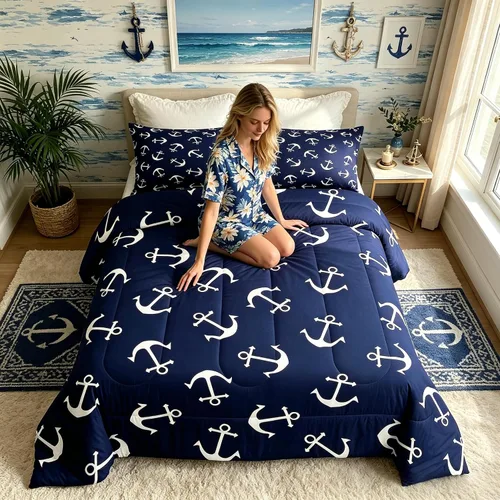 Miniatura 61 de Manfei Go Fishing Juego de edredón tamaño King para niños, juego de ropa de cama con diseño geométrico de peces de bass y rombos, decoración