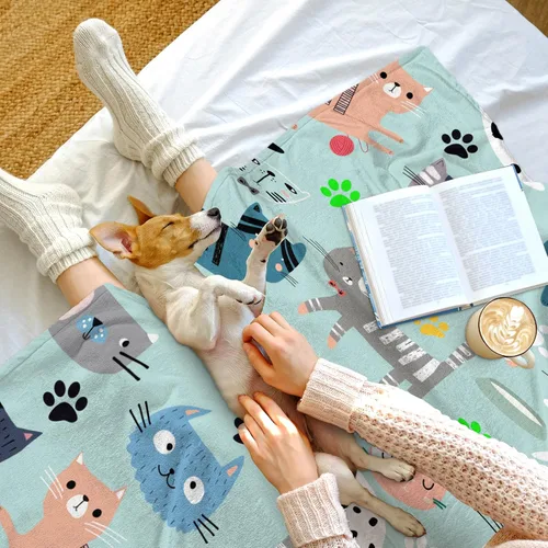 Miniatura 6 de Manta de franela súper suave con diseño de gato, acogedora y ligera para mujeres, niños y adultos, 50 x 40 pulgadas