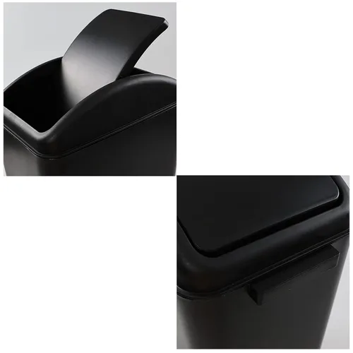 Miniatura 4 de Cubo de basura de plástico con tapa, 4.5 galones, color negro, paquete de 3