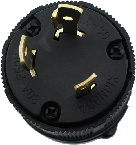 Miniatura 3 de NEMA L6-30P Receptáculo de bloqueo de montaje empotrado, enchufe de bloqueo giratorio para generador, 30 amperios 250 V 2 polos 3 cables a tierra