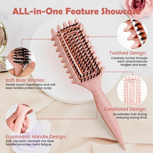 Miniatura 2 de Cepillo para definir rizos, cepillo para cabello rizado con engranaje lateral para peinar, dar forma y estilizar el cabello rizado, cepillo