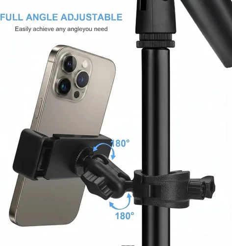 Miniatura 3 de Soporte de teléfono para soporte de micrófono, soporte de música ajustable para teléfonos móviles, soporte de micrófono giratorio compatible