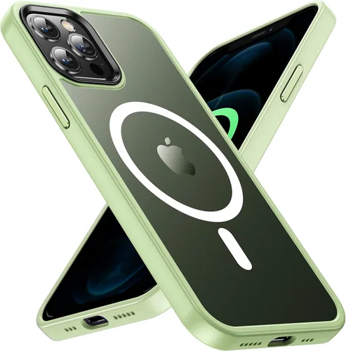 Miniatura 7 de Funda magnética para iPhone 12/iPhone 12 Pro, probada en caídas de grado militar, compatible con MagSafe, a prueba de golpes, translúcida, parte