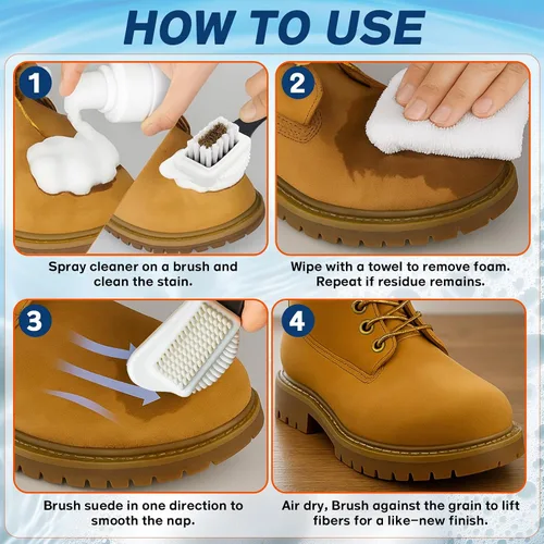 Miniatura 5 de Limpiador de zapatos de gamuza, kit de limpiador de gamuza y nobuck de 6.76 onzas con cepillo, kit de limpieza de zapatos que elimina la suciedad