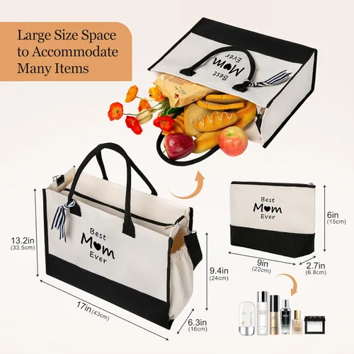 Miniatura 4 de CRSTAFU Bolsos personalizados para mujer, regalos con monograma para el día de la madre, bolsa de mano para la playa de novia, bolsa de lona