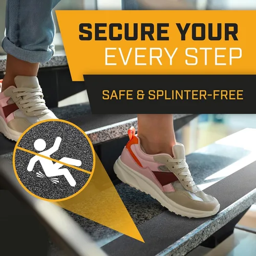 Miniatura 5 de Lockport Cinta antideslizante – Cinta de agarre negra resistente para escaleras, 4 pulgadas x 25 pies para peldaños de escalera antideslizante Negro
