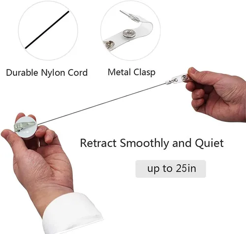 Miniatura 2 de Carrete retráctil, soporte para tarjetas de identificación con clip de cocodrilo, lindo clip para tarjetas de identificación para enfermera, médico