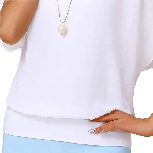 Miniatura 5 de Neineiwu blusa de gasa suelta casual de manga corta para mujer