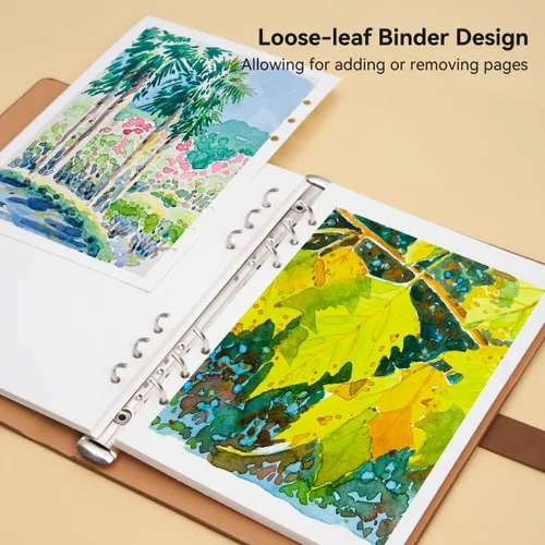 Miniatura 5 de Libro de bocetos de acuarela Lightwish, 100% algodón sin ácidos, papel de acuarela prensado en frío de 300 gsm/140 lb para artistas, adultos