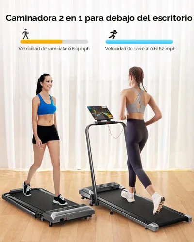Miniatura 2 de Acezoe Caminadora Walking Pad con Inclinación, 2 en 1 Caminadoras Plegables para Casa Oficina Pequeña, 300lbs Caminadora Portátil Compacta Bajo