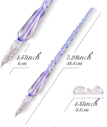 Miniatura 2 de Juego de bolígrafos de inmersión de vidrio, bolígrafo de caligrafía, bolígrafo de firma de cristal para arte, escritura, firmas, decoración y regalo