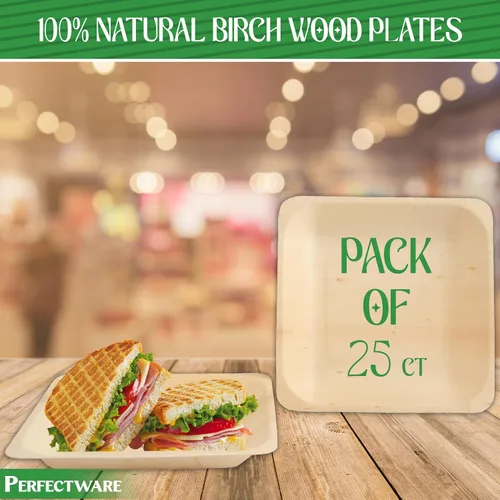 Miniatura 2 de Perfectware Earth Friendly - Platos desechables de madera de abedul de 5 pulgadas, totalmente naturales, de alta calidad, 100% compostables