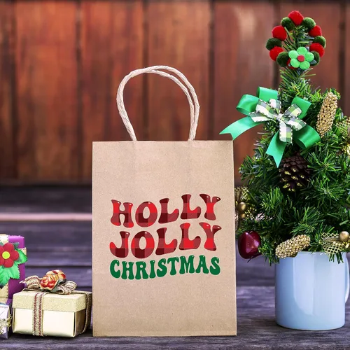 Miniatura 7 de EasyKart - Bolsas de regalo de papel kraft – 30 bolsas de regalos de Navidad, 6 diseños, regalos para el aula y fiestas (9 x 7.3 x 3.3 pulgadas)